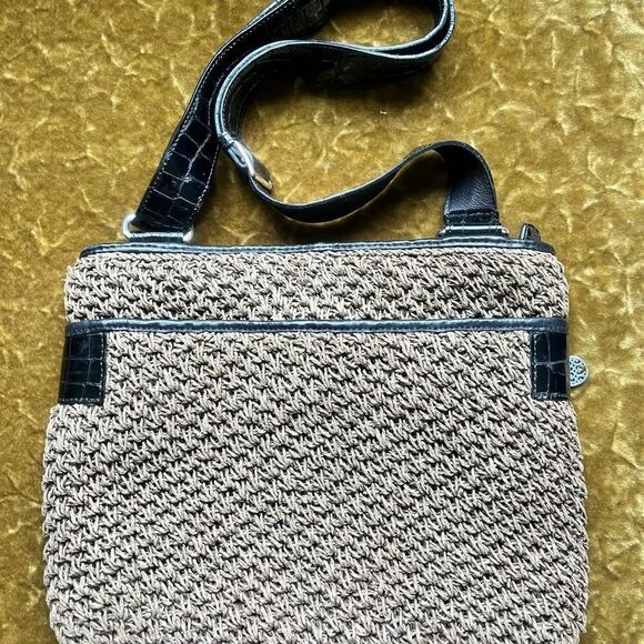 Brighton Leather & Weave Bag 12 width 10 Height 2 Depth - Picture 3 of 7